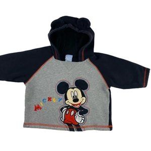 Disney Mickey Mouse 3D Ears Sweatshirt Hoodie Size 24 M